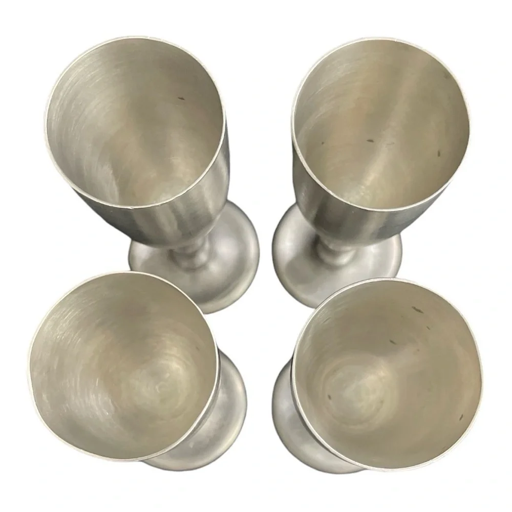 Vintage Peltro Metalars Italy Pewter Chalice Goblets Set of 4 Gothic
